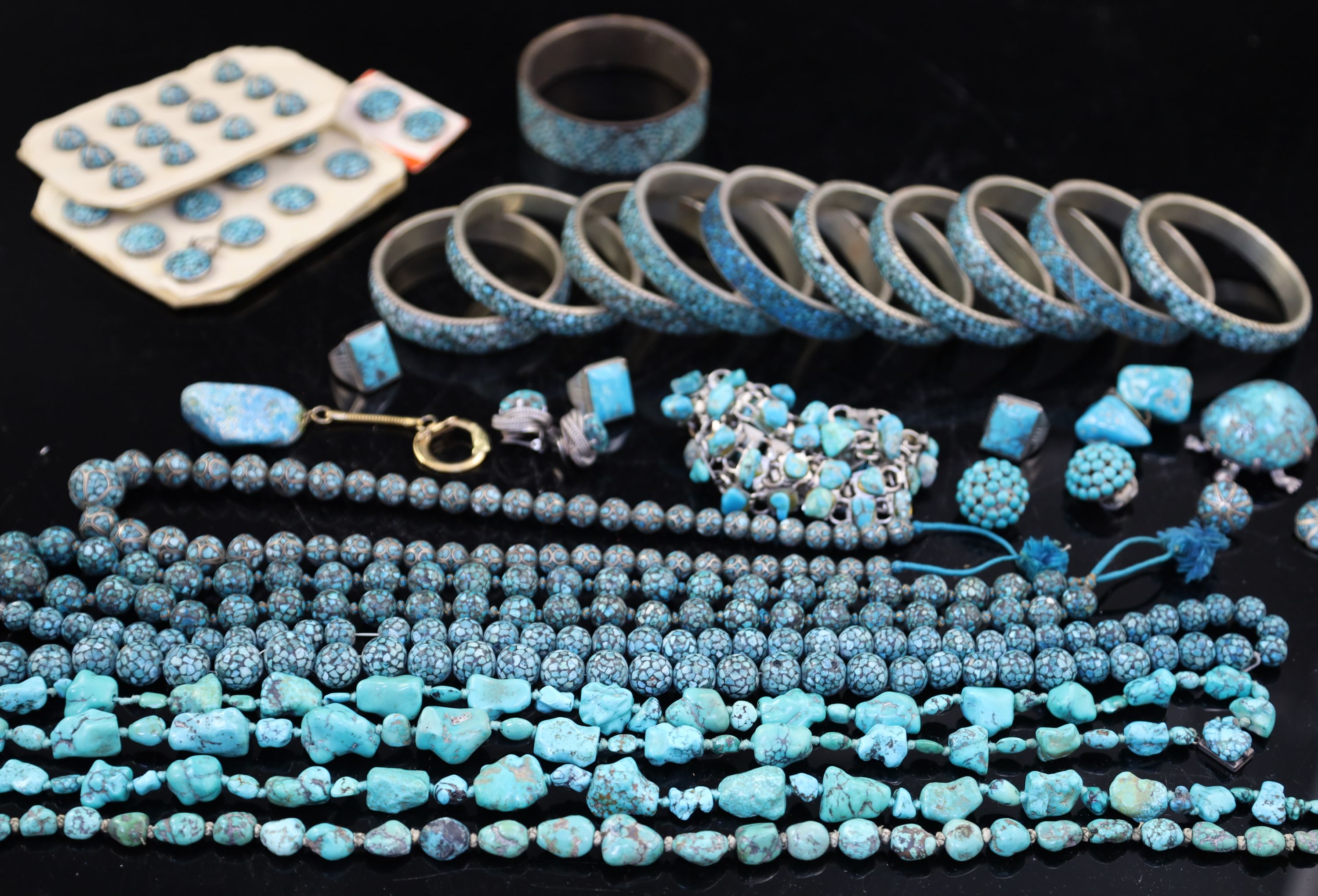 A quantity of assorted mainly continental turquoise set jewellery